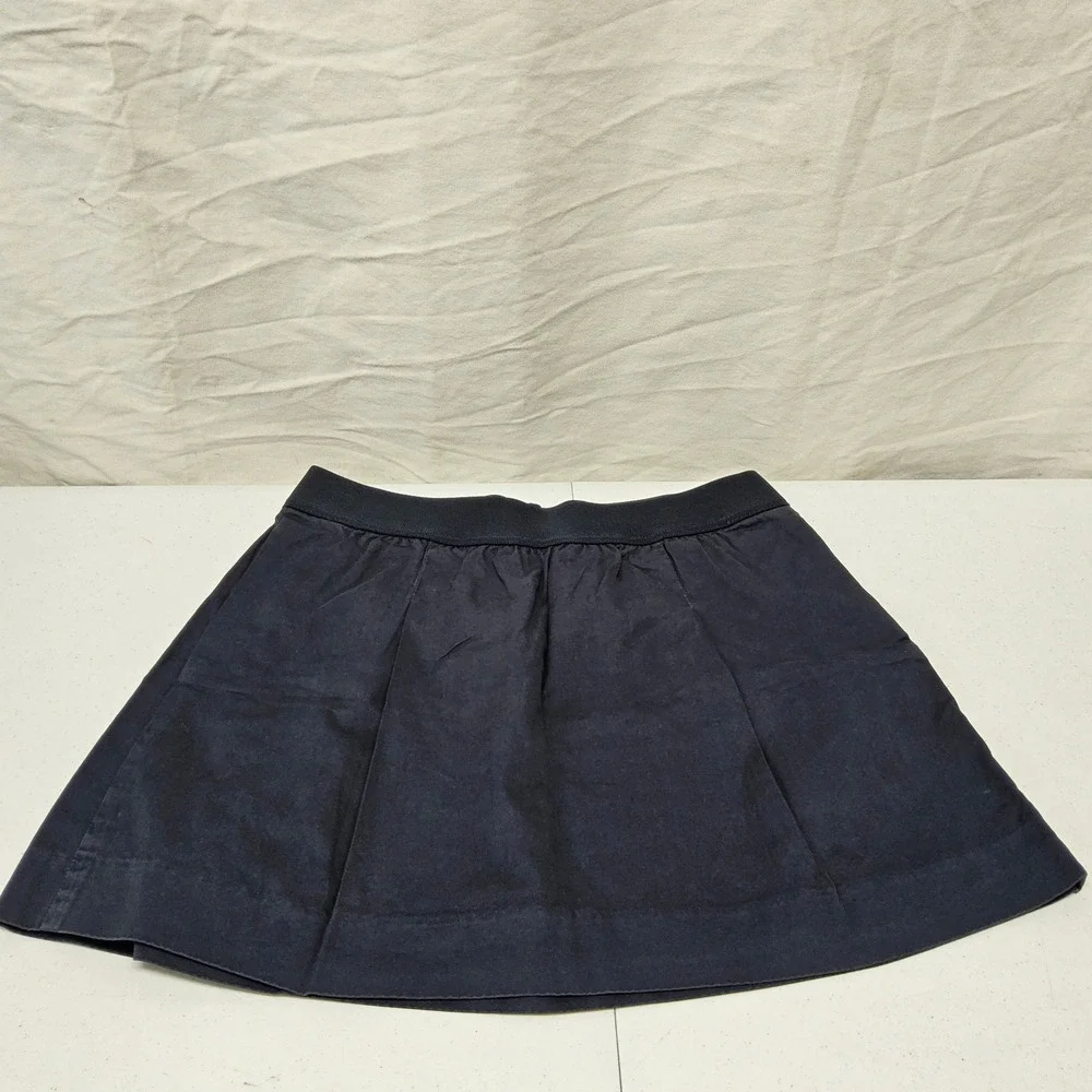 J.Crew Mini Skirt Womens 6 Navy Blue‎ Cotton Elastic Waist Pleated Pockets 28544